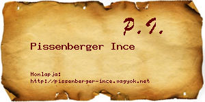 Pissenberger Ince névjegykártya